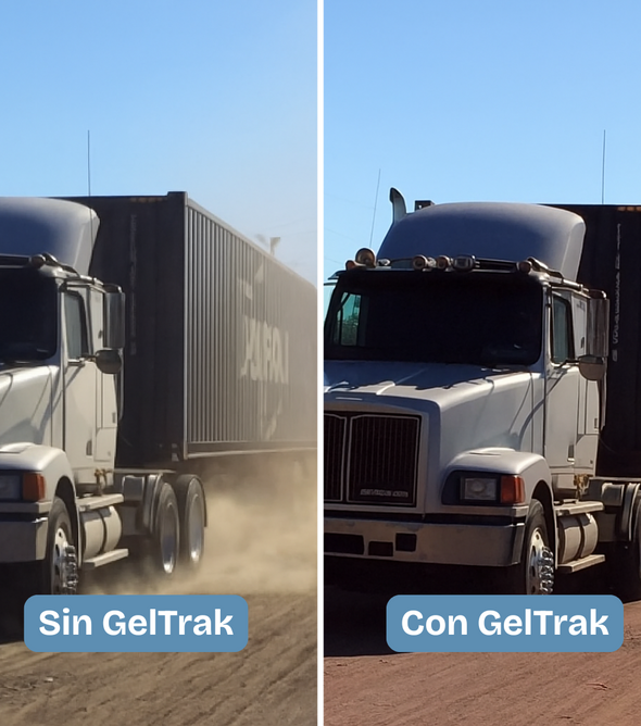 GelTrak Jarra 10 litros. Supresor orgánico de polvos en caminos sin pavimentar que permite ahorrar en costos de mantenimiento al no tener que regar tantas veces.También para parqueaderos, picaderos, pistas aéreas rurales.